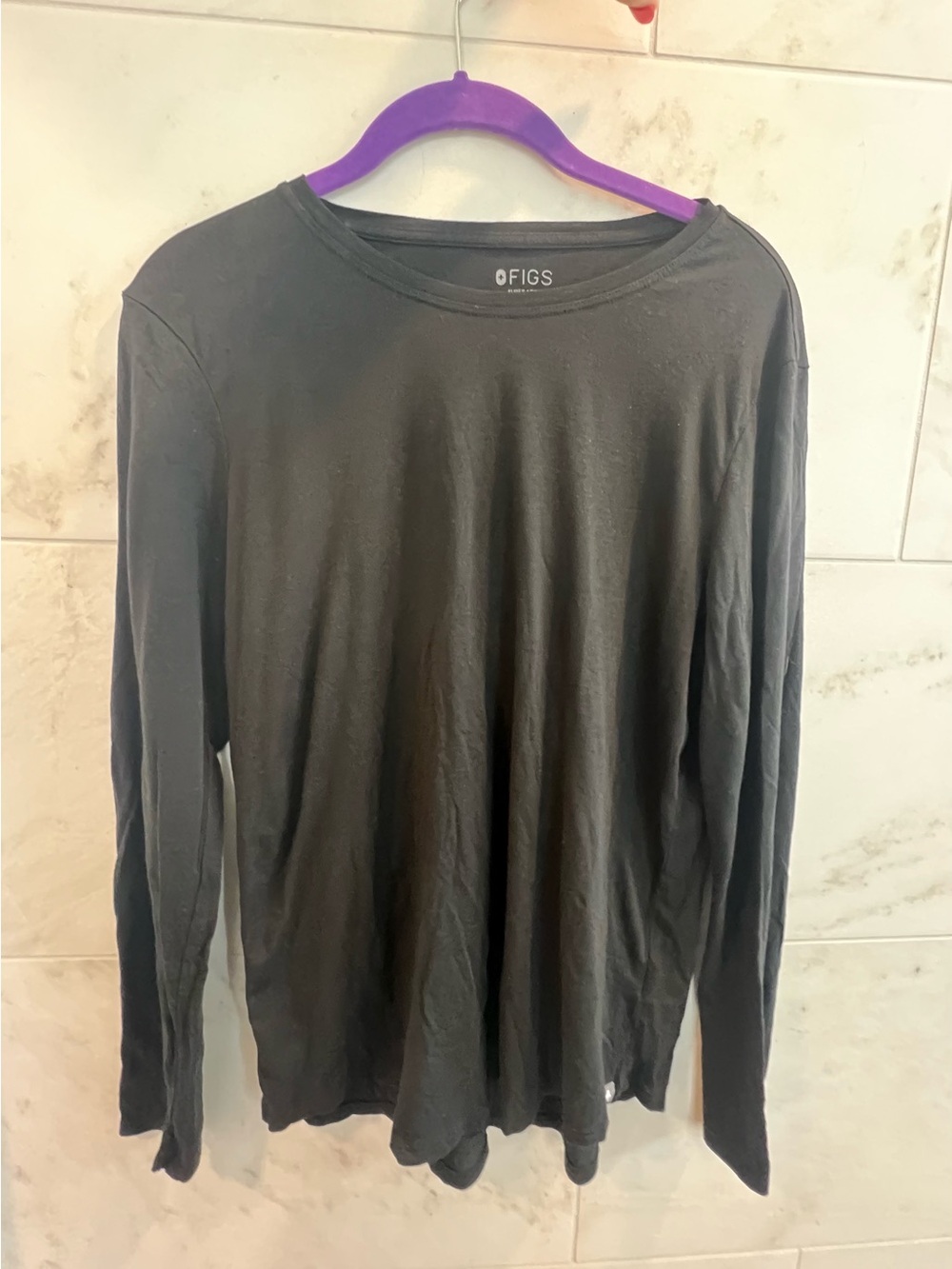 Figs Black Long Sleeve Crew Neck
